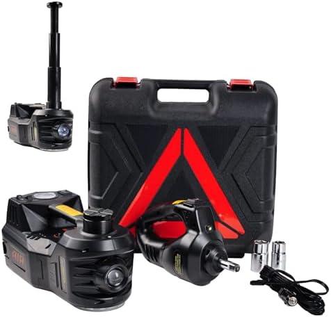 ROGTZ Electric Hydraulic Car Jack Kit 5 Ton 12V Portable Lift Range 17.7 Inch with Impact Wrench and Tire Inflator Pump for SUV Sedan Truck Car Repair Floor Jack for Vehicle Tire Change with LED Light