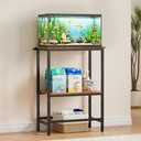 5-10 Gallon Fish Tank Stand, Aquarium Stand with 2-Tier Storage Shelves, Heavy-Duty Reptile Terrarium Stand Table with One-Piece Top for 10 Gallon Standard Model, 21.2" L x 11.8" W x 29.3" H (Brown)