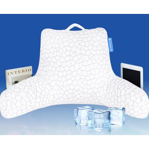Cooling Reading Pillow Back Pillow for Bed Sitting Up,Bed Pillow for Sitting Up with Arms and Pockets, Bed Chair Husband Pillow with Adjustable Shredded Memory Foam for Full-Body Support
