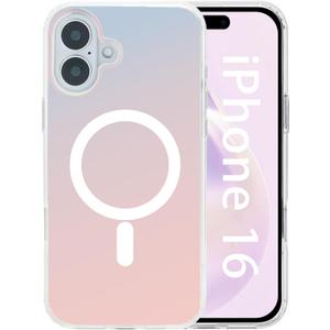 2 x Case for iPhone 16 Holographic Iridescent for Magsafe Shockproof | Color Changing Effect, Wireless Charging Built-in, Drop Protection, Slim Fit Women Girls, Matte Finish