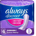 Always Discreet Adult Incontinence Pads for Women, Extra Heavy Absorbency, Regular Length, Postpartum Pads, Up to 100% Bladder Leak Protection, 33 Count (Packaging May Vary)