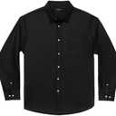 Double Pump Big and Tall Dress Shirts for Men Long Sleeve Business Casual Solid Button Down Shirts from (Black, XXXL)