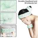 Large Microfiber Hair Towel with Spa Headband and Face Washing Wristbands Set| Super Absorbent, Anti-Frizz Hair Drying Towel for Wet, Long, Curly Hair, Light Green (42" x 24.5")