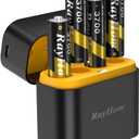 Rechargeable AA Lithium Batteries with Charger - 4 Pack Double A Batteries for Blink Camera, 1.5v Constant Output 3700mWh High Capacity, Cycle Times Up to 1600, with 4 Slot aa Li-Ion Battery Charger