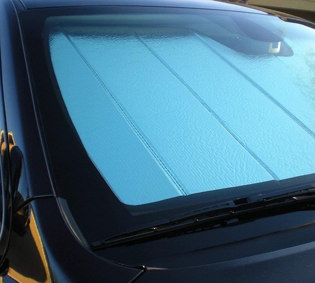 4-Layer Windshield Sun Shade Aluminum Coating Reflective Block Sun Heat UV Ray Protector Foldable Car Custom Fit Front Window Visor Sunshade Cover