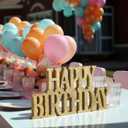 Novabright Glitter Champagne Gold Happy Birthday Sign Centerpieces for Table Birthday Party Decorations for Women Bday Birthdays Themed Celebration Party Supplies