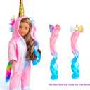 2 x 18 Inch Doll Clothes Unicorn Onesie Pajamas Rainbow Color Hair Bow Clips Costume Fits 18 Inch Doll (Doll Not Included) (Pink)