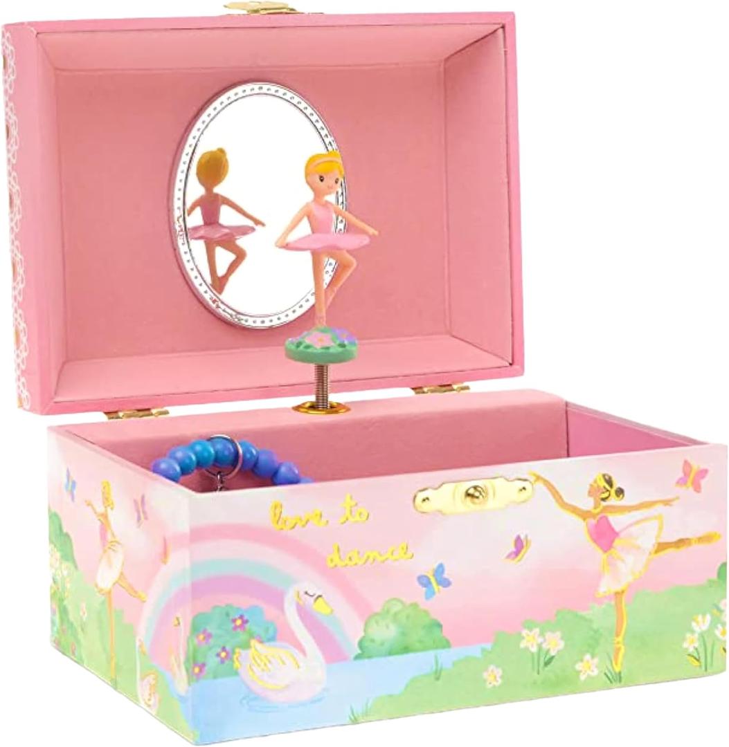 Jewelkeeper Ballerina Jewelry Box Music Box for Girls with Swan Lake Tune - Pink Jewelry Chest for Kids with Twirling Doll and Keepsake Storage