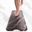 ENKOSI Bath Mat Large 40 x 16 Inch Non-Slip Bathtub Mat with Secure Anti-Slip Suction Cups & Drain Holes Extra Long Bathroom Shower Mat for Tub with Black Marble Design (Black Marble 40x16)