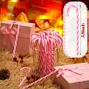 Hicarer 50 Pieces Christmas Plastic Candy Cane 5.9 Inch Christmas Tree Hanging Ornament Decoration Twisted Tree Candy Cane Ornament for Xmas Holiday Party Favor (Pink and White)