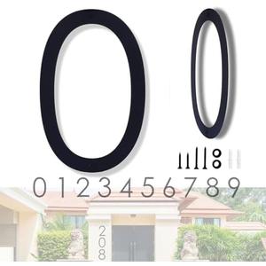 16 Inch Modern House Numbers for Outside, Large Black Metal House Numbers, House Address Numbers for House Address Apartments Wall Door Hotel Garage Gate with Nail Kit Number 0