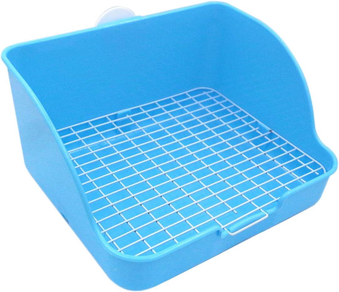 Rat Small Litter Box, 10"x8" Square Corner Litter Box Training Pan with Grid Potty Tray Toilet for Cage Small Animal/Rabbit/Guinea Pig/Bunny/Ferret (Blue)