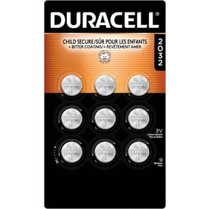Duracell 2032 Lithium Battery, 9 Count (Pack of 1), Compatible with AirTag, Child Safety Features, Key Fob, CR2032 3V Cell