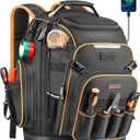 Tool Backpack, HVAC Tool Bag with Molded Base, Full Opening Electrician Tool Backpack for Men Heavy Duty, Tools Organizer Bags for Jobsite Work Handyman, Large Pockets & Combination Lock