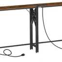 2 Pack Narrow Sofa Table with Charging Station, 39.4" L x 5.9" W x 29" H, Skinny Console Table, Long Entryway Hallway Couch Table with Power Outlets, Rustic Brown CTHR151E01S2