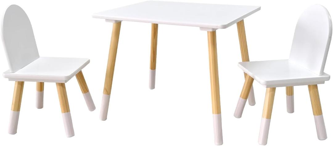Asweets Kids Table and Chairs Set for Toddlers, Boys, Girls, 3 Piece Kiddy Table and Chairs Set, Suitable for Classroom,Home,Nursery,Playroom(Snow White), Square Table with Square Chairs