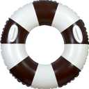 Large Swim Ring with Handles for Kids Adults, 35 Inch Classic Striped Pool Inner Tubes, Inflatable Pool Floats, Float Naked, Pool Floaties Adult Size for Summer Pool Party Beach (Brown)