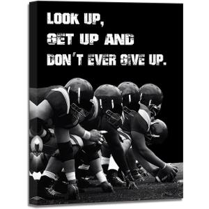 Inspirational Wall Art Look Up Get Up and Dont Ever Give Up Football Decor for Boys Room Positive Affirmations Pictures for Office Wall Decor Office Decorations for Work Motivational Poster 12x16inch