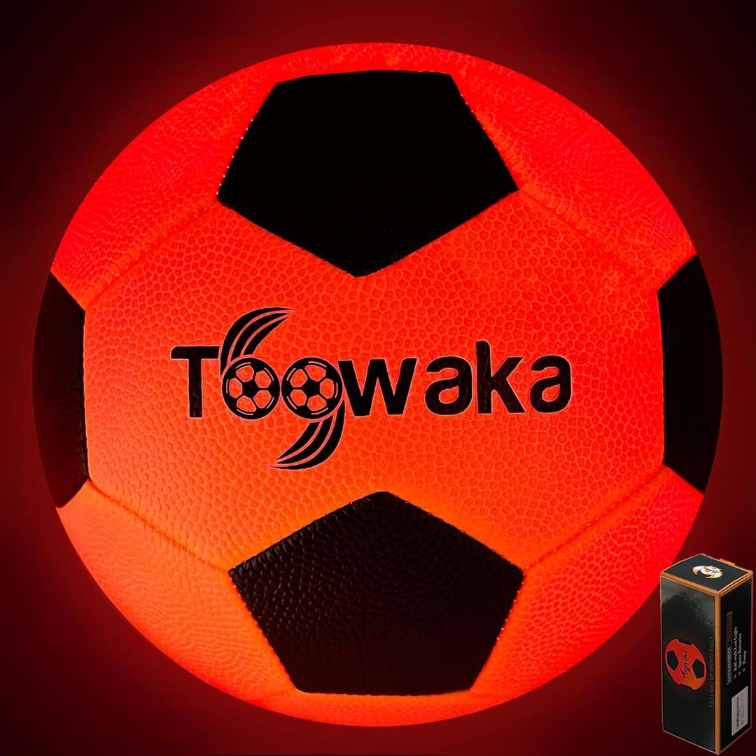 Light up Soccer Ball,Glow in The Dark Soccerball with LED Lights Pre-Installed-Batteries Included (Size 5)