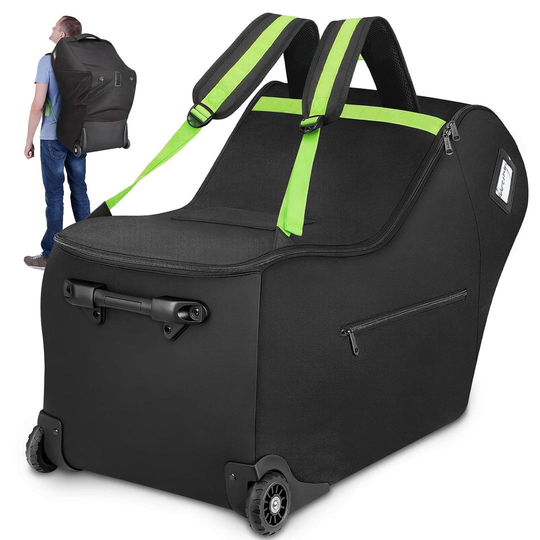 YOREPEK Infant Car Seat Travel Bag with Wheels Compatible with Nuna Pipa Car Seat and Base, Carseat Cover for Airplane Travel with Backpack Straps, Car Seat Bags for Air Travel with Storage Pocket (Black)