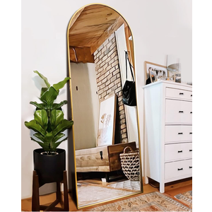 Floor Mirror, Full Length Mirror with Stand, Arched Wall Mirror, Gold Floor Mirror Freestanding, Wall Mounted Mirror for Bedroom Living Room, Gold