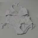 SUUKSESS Women Ribbed High Waist Bikini Sexy Drawstring Tummy Control Swimsuits (Medium, White)