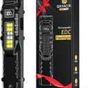 EDC Flashlight Rechargeable, 1000 High Lumens Flash Light with Red Beam, UV and White LED, 9 Modes Flat Pocket Flashlight with LCD Digital Display, Mini Flashlights for Home Outdoor Emergency, Small