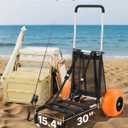 VEVOR Beach Dolly with Big Wheels for Sand, 29.9" x 15.4" Cargo Deck, w/ 12" Solid Wheels, 165LBS Loading Capacity Folding Sand Cart & 27" to 44.7" Adjustable Height, Heavy Duty Cart for Beach
