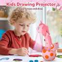 Drawing Projector for Kids: Unicorn Toys for Girls Aged 3+,Art and Craft Kit, Art Sketch Projector Drawing and Tracing Include 96 Stencils and 12 Markers, Projector for Learn to Draw Toy for Girls 3+