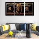 Tucocoo Gold 3 Pieces Inspirational Canvas Wall Art,Dollar Decoration for Office and Home Decor, Canvas Art Home Decor Wooden Framed Ready to Hang Posters and Prints - 60”X28”