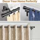 KAMANINA 1 Inch Double Curtain Rods 66 to 120 Inches (5.5-10 Feet), Heavy Duty Adjustable Double Curtain Rod for Windows, Black Drapery Rods with End Caps