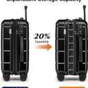 KYME Carry On Luggage 22x14x9 Airline Approved Expandable Hardshell 20 Inch Luggage with TSA Lock Carry-On Suitcase with Wheels Small Travel Rolling Luggage with Cup Holder Black