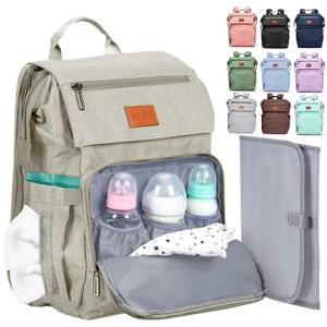 PILLANI Baby Diaper Bag Backpack - Large Bag for Boys & Girls - Diaper Backpack - Travel Diaper Bags with Changing Pad - Baby Registry Search Stuff & Shower Gifts - Newborn Essentials Must Haves Mom (Beige_classic)