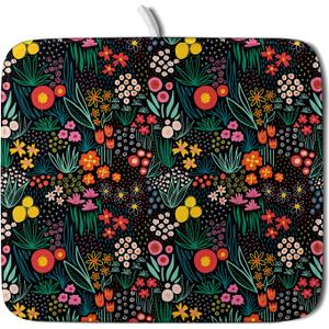 Giwawa Colorful Flowers Dish Drying Mat - Spring Floral Microfiber Drying Pad 16 x 18 Inch Leaves Dish Mat Reversible Dish Drainer Mats Countertops Protector Pad, Spring Flowers, (DrymatWildflower)
