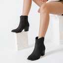Ankle Boots for Women Chunky Heeled Booties Fashion Comfort Round Close Toe Low Mid Heel Winter Fall Ladies Short Boots. (8.5, Black Pu 969)