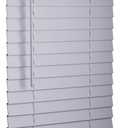 LOTUS & WINDOWARE Cordless Faux Wood Blinds, 39" Wide x 60" Long,Smooth,Light Gray, 2 Inch Horizontal Blinds  for Living Room, Bedroom, Interior Door Windows (39 x 60)