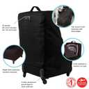 J.L. Childress Spinner Wheelie Padded Car Seat Bag- Travel Bag for Airplane, Fits Most Baby & Infant Car Seats, Boosters, & Carriers, Airport Accessories for Gate Check or Baggage Check- Deluxe, Black