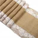JSEIAJB Jute Burlap Lace Hessian Table Runner 11.8" x 108" Party Supplies Lace Table Runner for Wedding Accessories