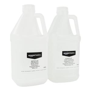 Amazon Basics 1/2 Gallon Clear & White Glue Combo for Slime, Transparent/White, 64 fl oz