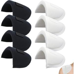 4 Pair Shoulder Pads Set-in Shoulder Pads Soft Breathable ThickenedSponge Pads with Hoop and Loop for Blazer Suit, Jackets, Men's Women's Clothing Sewing Accessories(White & Black)