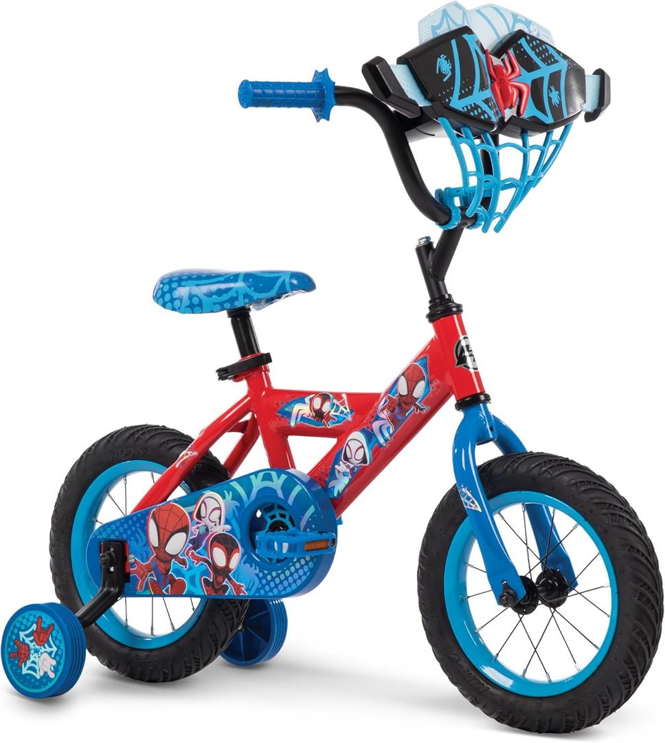 Huffy Disney and Marvel 12/16 Inch Boy's Bike for Kids, Multiple Color Options and Designs, Ideal for Ages 3+ Years Old, Removable Training Wheels, Adjustable Seat, Simple Coaster Brake