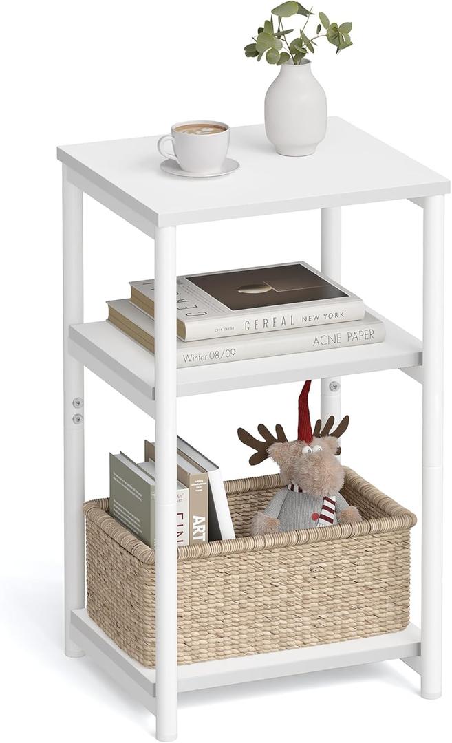 VASAGLE Side Table, Small End Table, Tall Nightstand for Living Room, Bedroom, Office, Bathroom, White ULET273W14 VASAGLE Side Table, Small End Table, Tall Nightstand for Living Room, Bedroom, Office, Bathroom, White ULET273W14