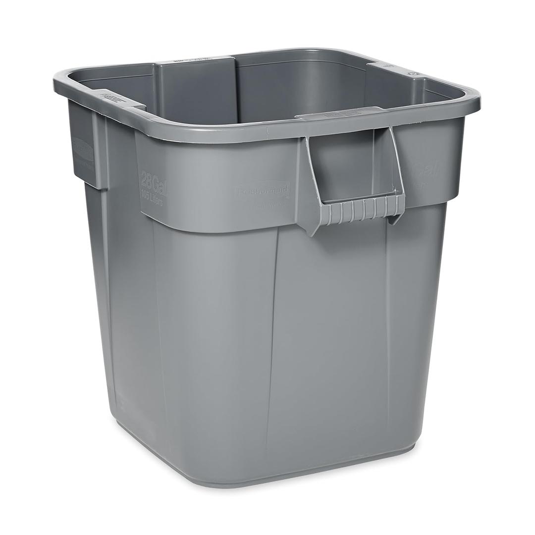 Rubbermaid Commercial LLDPE Square Brute 28-Gallon Trash Can without Lid, Gray, For Restaurants/Garages/Offices/Mailrooms/Classrooms