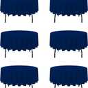 BRILLMAX 6 Pack Navy Blue 70 Inch Round Tablecloths Fit 30" to 54" Tables (8-20" Drop) - Circle Bulk Linen Polyester Fabric Washable Cloth Cover for Wedding Reception Banquet Birthday Party Buffet