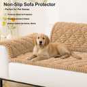 Smiry Pet Couch Covers for Dogs Washable, Non-Slip Fuzzy Couch Covers for 3 Cushion Sofa Pet Friendly, Soft Thick Furniture Protector Sofa Slipcover Mat for Dogs (Camel, 27.6" x 82.7")