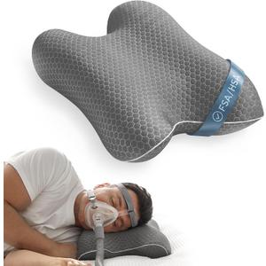 Elviros CPAP Pillow for Side & Back Sleepers, HSA/FSA Portable Travel Sleep Apnea Pillow with Adjustable Height, Reduce Mask Leaks & Pressure,for Camping, Hotels