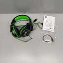Pacrate Gaming Headset with Microphone for PC, PS4, PS5, Switch, Xbox Series X/S, Noise Cancelling Gaming Headphones with LED Lights for Kids Adults, Black Green
