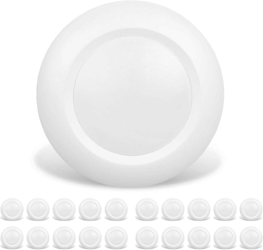 20 Packs 4 Inch LED Low Profile Recessed & Surface Mount Disk Light, Round, 10W, >600 Lumens, 4000k Cool White, CRI80, DOB Design, Dimmable, ETL Listed, White