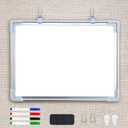 Fabric Cubicle Wall White Board, 11.8 x 7.8 Inch Office Cubicle Whiteboard with Fabric Wall Hanging, Dry Eraser, Drywipe Pens, Compact Dry Erase Hanging Board for Dorm, Home, or Office