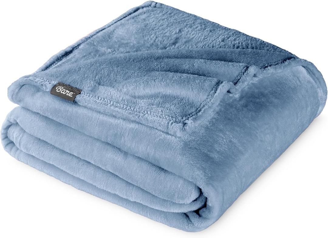 Bare Home Fleece Blanket - Full/Queen - Ultra-Soft Lightweight for Bed, Sofa, and Couch - Luxury Microplush - Cozy Warm Blanket (Full/Queen, Coronet Blue)
